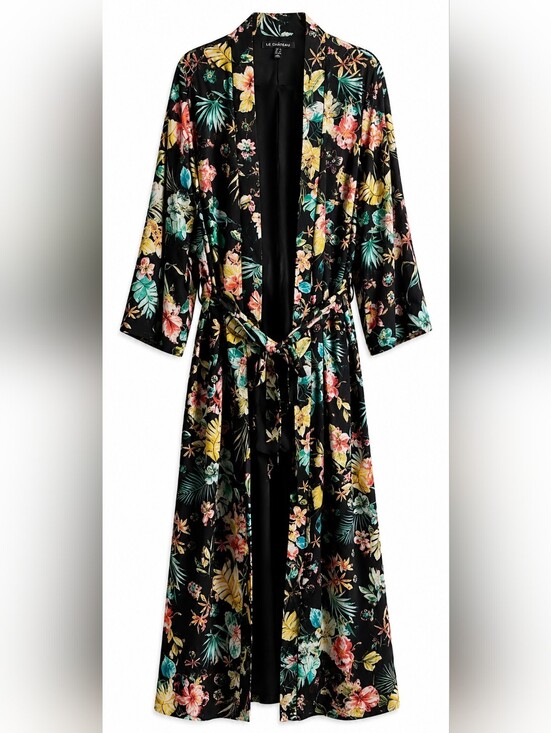 Mendocino Other - Mendocino Floral Kimono - Black with Multicolor Accents L/XL